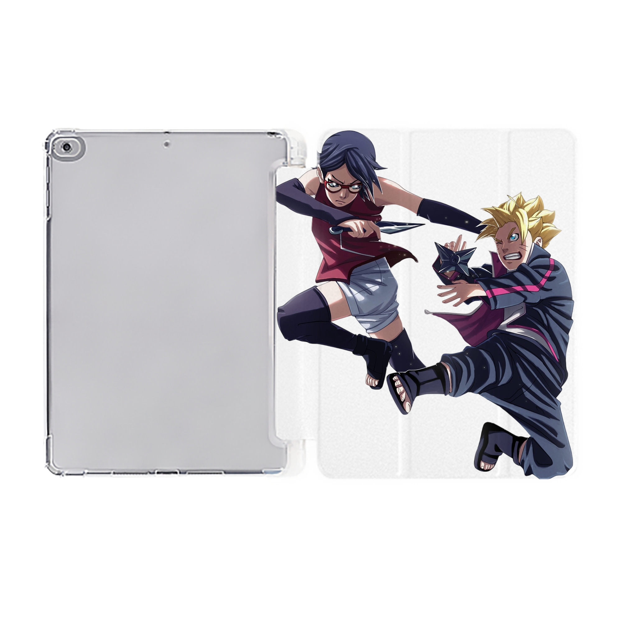 （画像用） NARUTO -ナルト- うちは サラダ Uchiha Sarada IPad ケース ペン収納付き 三つ折りスタンド PUレザー×シリコン 対応機種9.5/10.5/10.9インチ